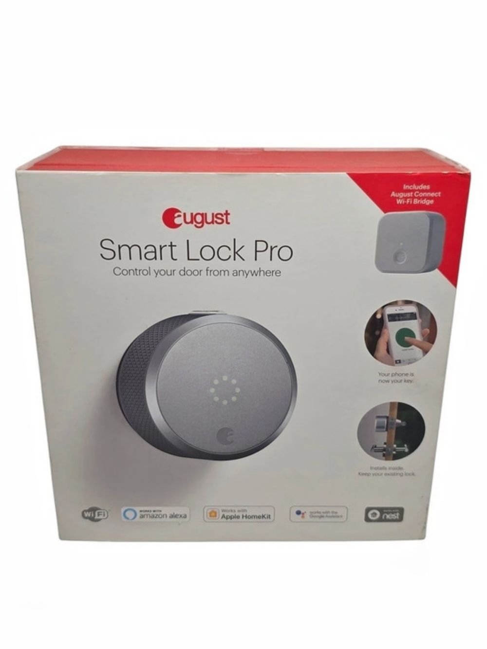 August Smart Lock Pro + Connect Wi-Fi Bridge Model ASL-03 AC-R1 Silver NIB